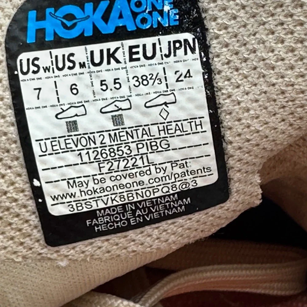 Hoka One One 1126853 PIBG Womens Size 7 Mental Health U Elevon 2 Running Shoes